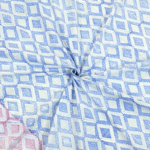 Image of TOAI Hand Block Printed Jaipuri Bedsheet | Bed Sheet Flatsheet | Pure Cotton | Single Size 60 inchx90 inch | 300 TC Bedsheets | Includes 1 Pillow Cover |Vintage Lines Checks |Blue Pink