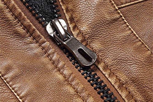 Image of chouyatou Men's Vintage Stand Collar Pu Leather Jacket