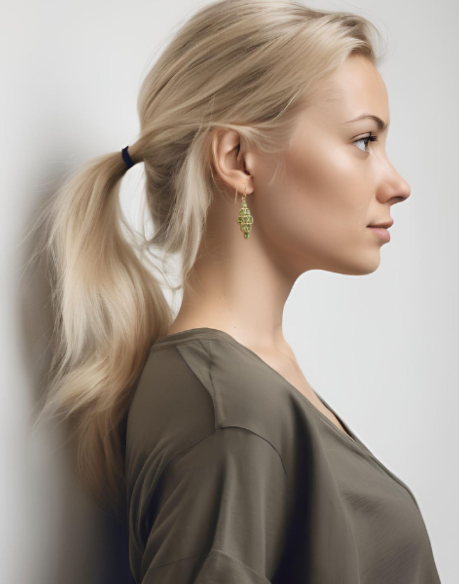 Boucles d'oreilles en argent sterling plaqué or péridot