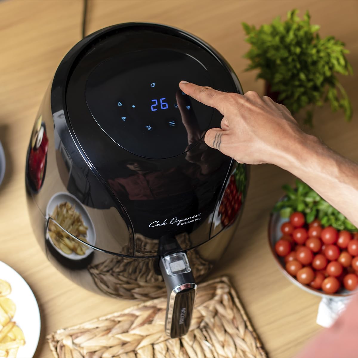 PRIXTON Cook Organics - Friggitrice ad aria calda 5 litri - Friggitrice elettrica senza olio - 2000W - 8 programmi predefiniti - Touch screen PRIXTON Cook Organics - Friggitrice ad aria calda 5 litri - Friggitrice elettrica senza olio - 2000W - 8 programmi predefiniti - Touch screen