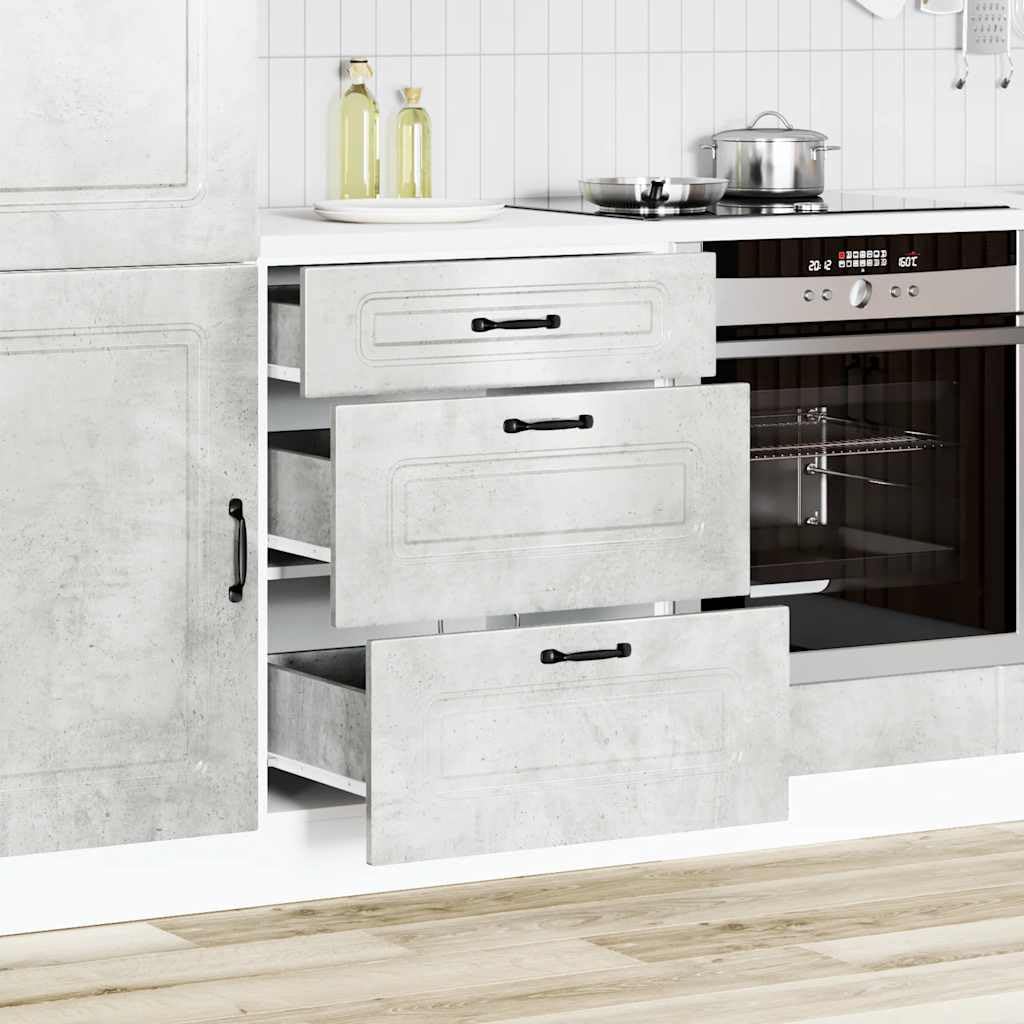 vidaXL Armoire de Cuisine Kalmar Gris béton Bois d'ingénierie, Meuble d'évier, Meuble de Cuisine avec tiroir, Meuble de Cuisine à tiroir