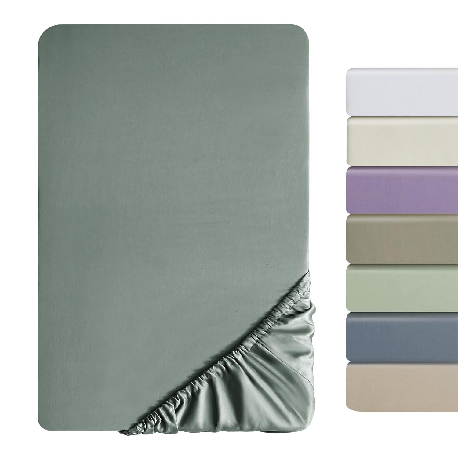SOULFUL Satin Spannbettlaken, 100% Langstapelige Baumwolle Spannbettlaken