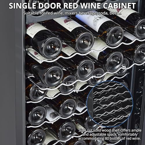 Image of Garvee Wine Cooler Refrigerator, Freestanding Compressor Wine Cellar, Compact Design, Single Glass Door, 32 Bottles, Digital LED Touch Control 41℉-64℉, for Red, White, Champagne or Sparkling Wine
