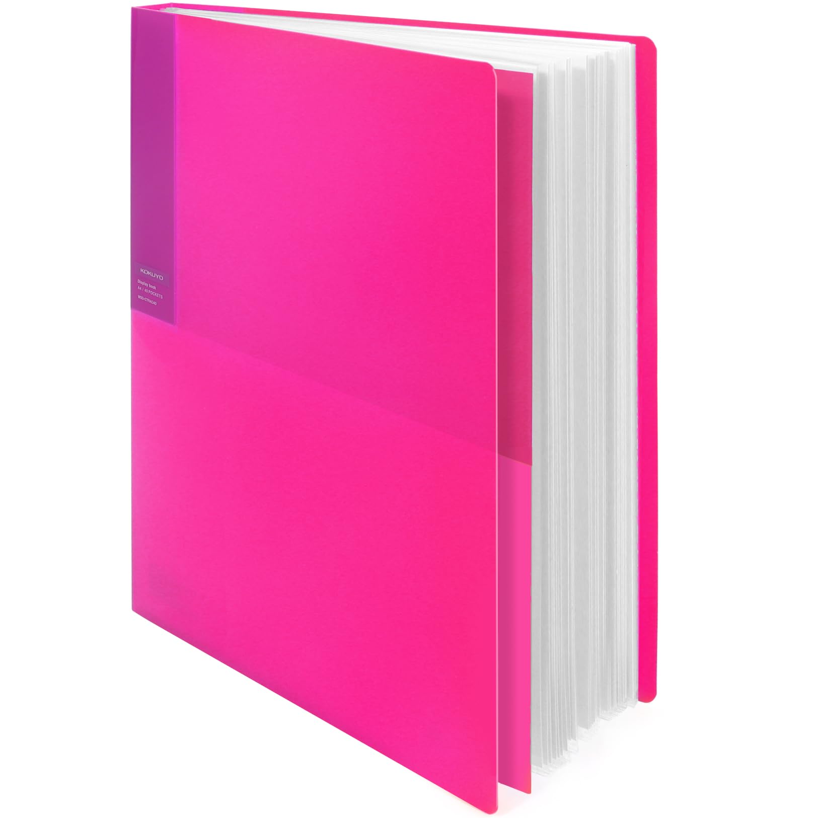 Kokuyo 40-Pocket Binder with Plastic Sleeves (Pink), A4 Art Portfolio Folder with Clear Sheet Protectors. 80 Pages of Presentation Display Book. Japan