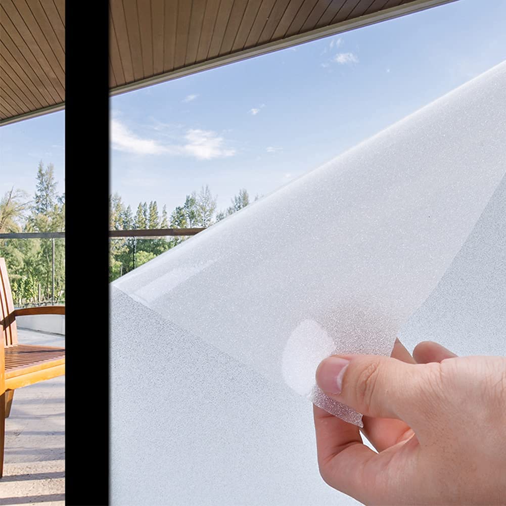 LELINTA Privacy Window Film Natural Frosted Glass Film Static Cling Glass  Film No Glue Anti-UV Window Sticker Non Adhesive for Privacy Office Meeting  Room Bathroom Living Room 