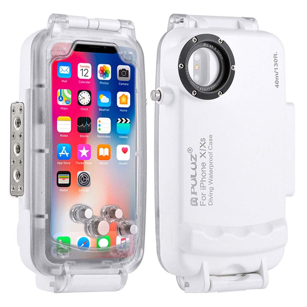 MoonyLI - Funda Impermeable para iPhone X (40 m, Sumergible en Agua y Foto), Color Blanco y Negro, Negro