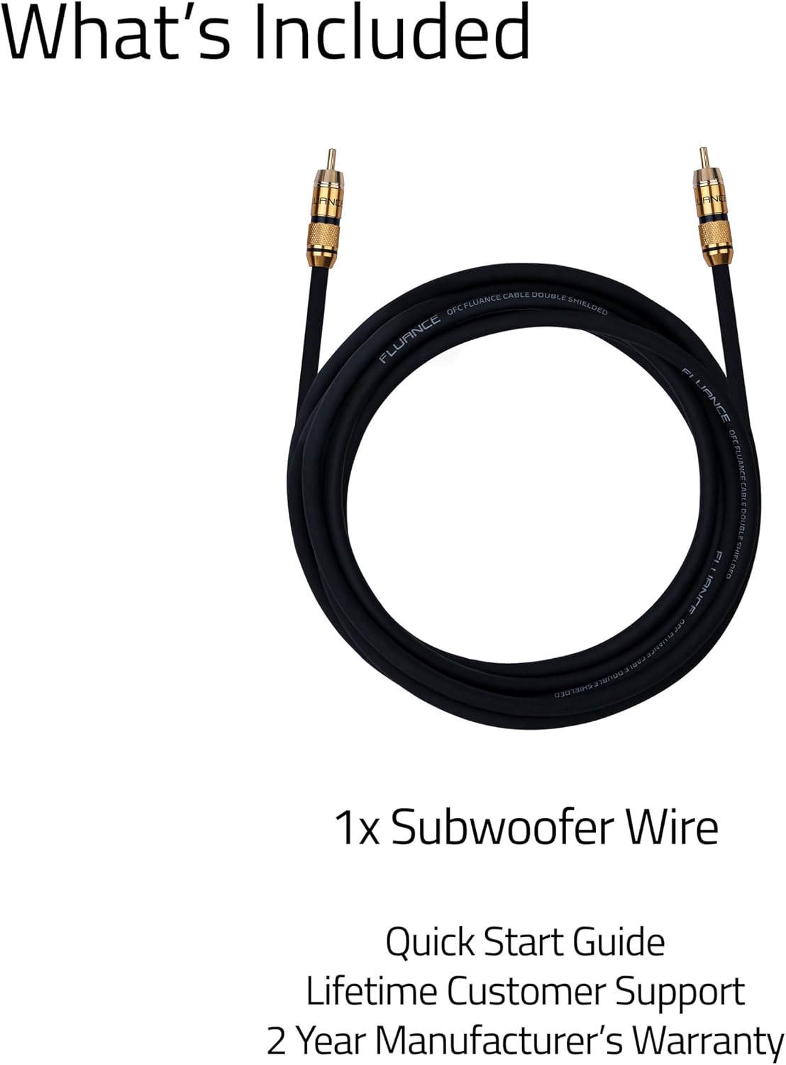 Fluance Premium Grade Subwoofer Cable with Gold-Plated RCA Connectors, High-Performance OFC Cable with Durable Rubber Insulator for Subwoofer, Home Theater, Amplifier - 12 ft