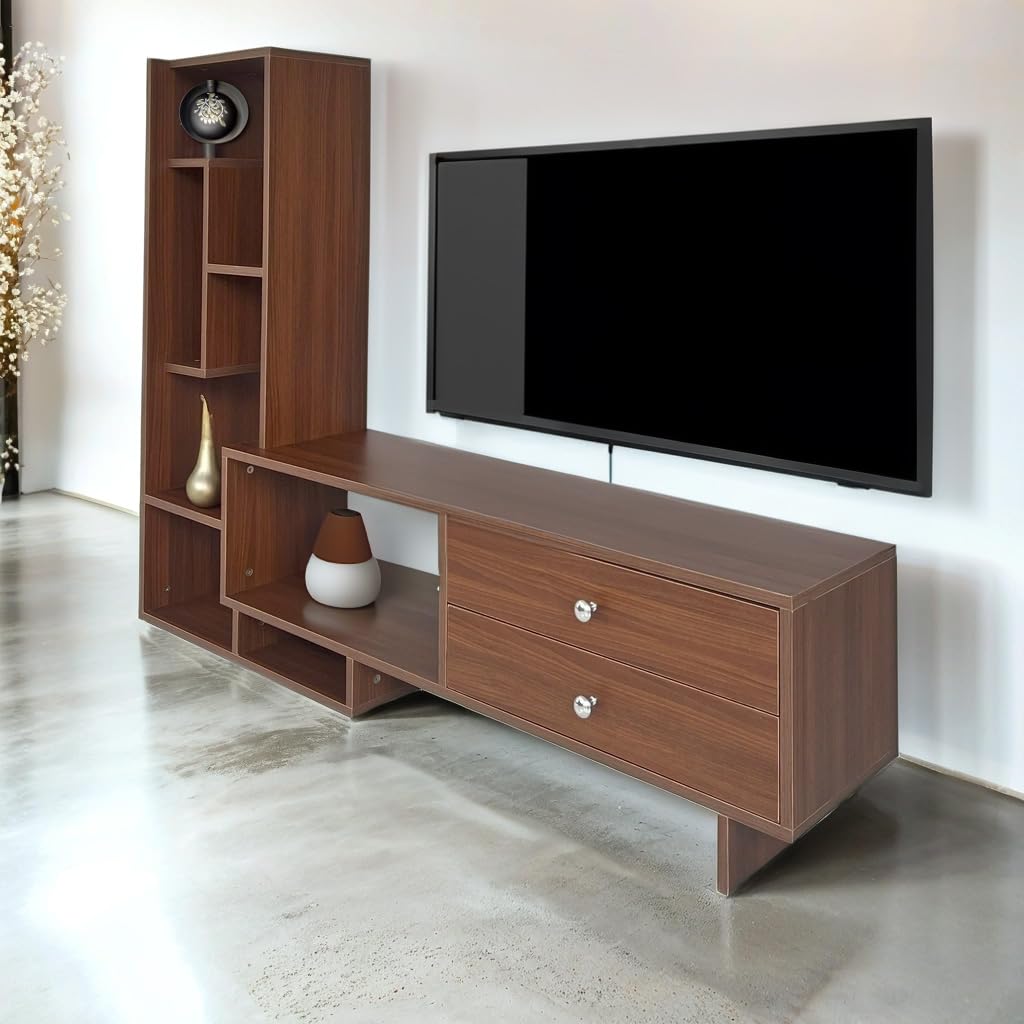 Raywud Urban Nest Engineered Wood Standalone TV Unit for Living Room, Entertainment Unit with Display Shelves, for Upto 47 Inch TV | Do It Yourself (DIY) (Walnut)-image-28