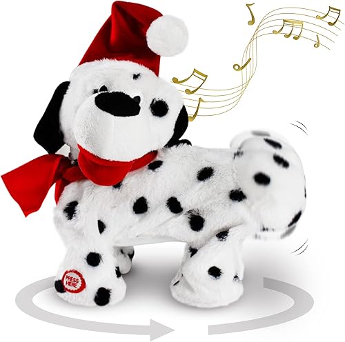 Miniatura 1 de Juguete para perros Twerking  Decoraciones navideñas cantando y bailando, cachorro de peluche con traje de Papá Noel, suave y lindo animal de