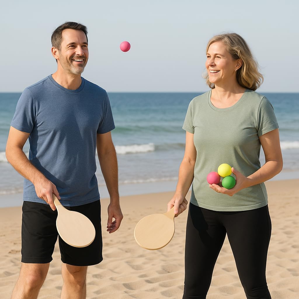 Palline per Racchettoni Spiaggia Set 3 Palline Beach Tennis Racchette Spiaggia Squash Pallina Ricambio 3 Pezzi per Racchettoni Colorate Ricambio Estate per Racchette Giardino Padel Bambini Adulti