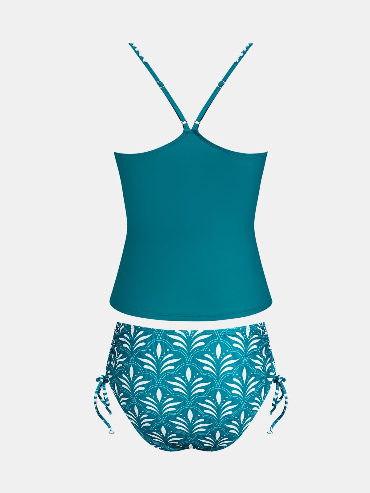 CUPSHE Ensemble tankini deux pièces pour femme - Col en V - Taille mi-haute - Cordon de serrage - Coutures gainantes