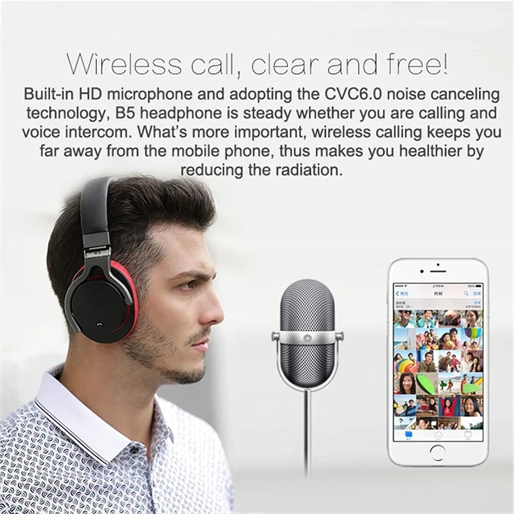 Bezprzewodowe słuchawki nauszne, słuchawki sportowe Bluetooth, Hi-Res audio, głębokie basy, puchar do uszu z pianki pamięci, dla długotrwałego noszenia,Black