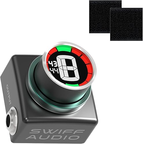 SWIFF - Pedal afinador de guitarra, pequeño afinador de pedal compacto cromático, se adapta a cualquier pedalera para bajo eléctrico acústico,