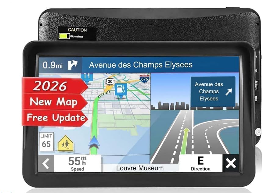 GPS Navigation for Car,Latest 2026 Map, 9 inch Touch Screen Real Voice Spoken Turn-by-Turn Direction Reminding Navigation System for Cars, GPS Satellite Navigator with Free Lifetime Map Update