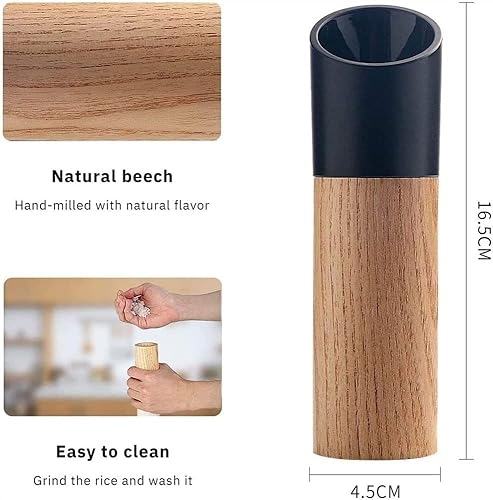 Miniatura 7 de Molinillo de pimienta, juego de molinillos de sal y pimienta de madera, molinillo de sal manual, juegos de molinillo de pimienta recargable, rotor
