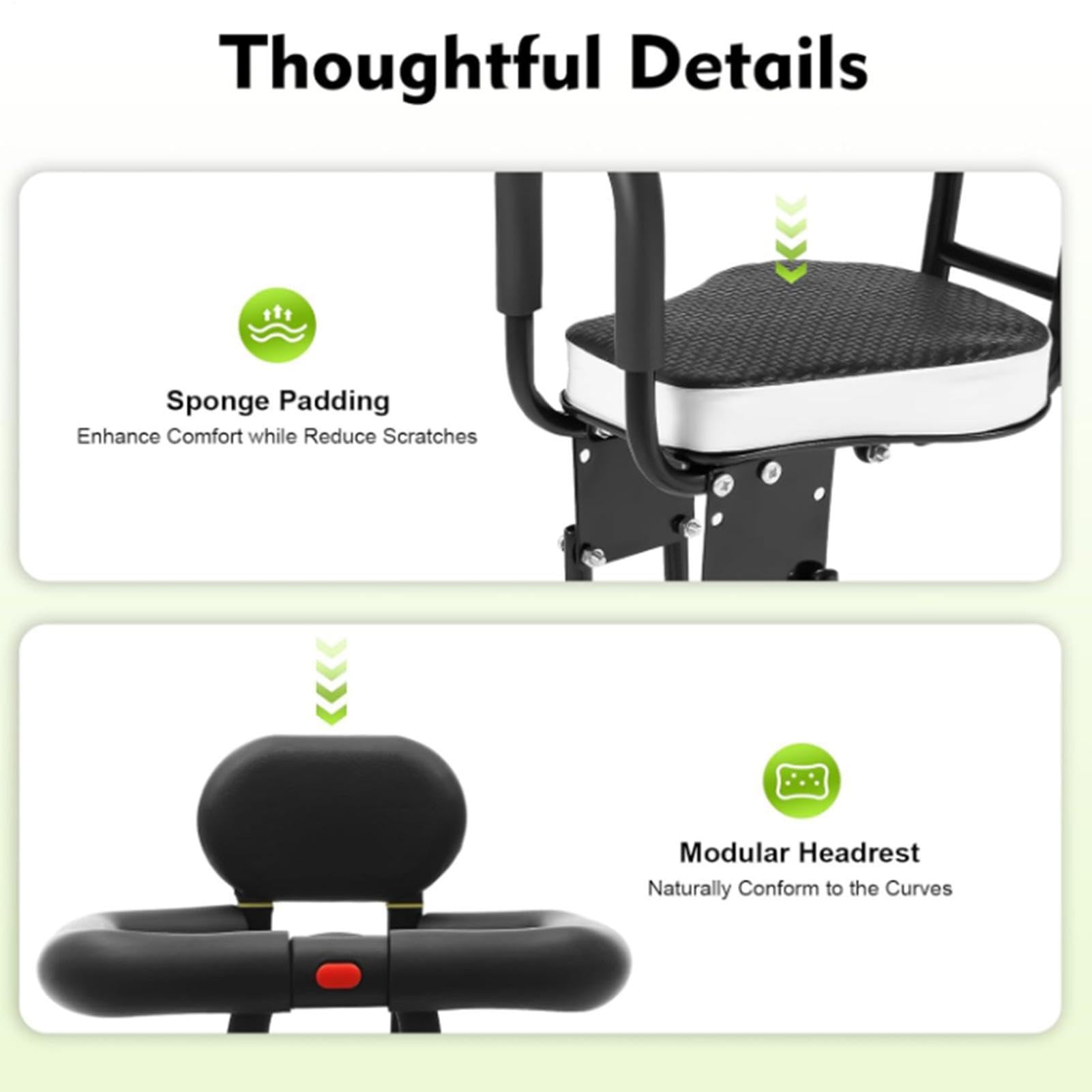 Fotelik rowerowy dziecięcy Regulowany Wygodny Ergonomiczny | Fotelik Przewoźnik Dziecka na Rower Elektryczny dla rodziny, hulajnogi, górskich, szosowych,