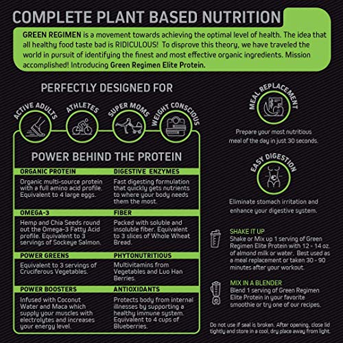 Elite Protein - Organic Plant Based Protein Powder, Vanilla, 25 Grams Of Pea And Hemp Protein - 14 Servings - Muscle Recovery And Meal Replacement Shake, Usda Organic, Non-Gmo, Dairy-Free - Vegan #TOP7