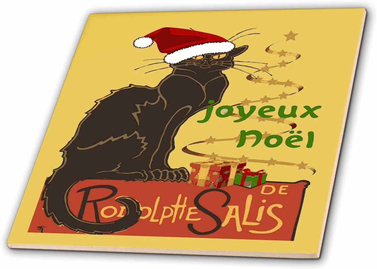 Amazon Com 3drose Joyeux Noel Le Chat Noir Christmas Parody Tiles Ct 3558 4 Clothing Shoes Jewelry