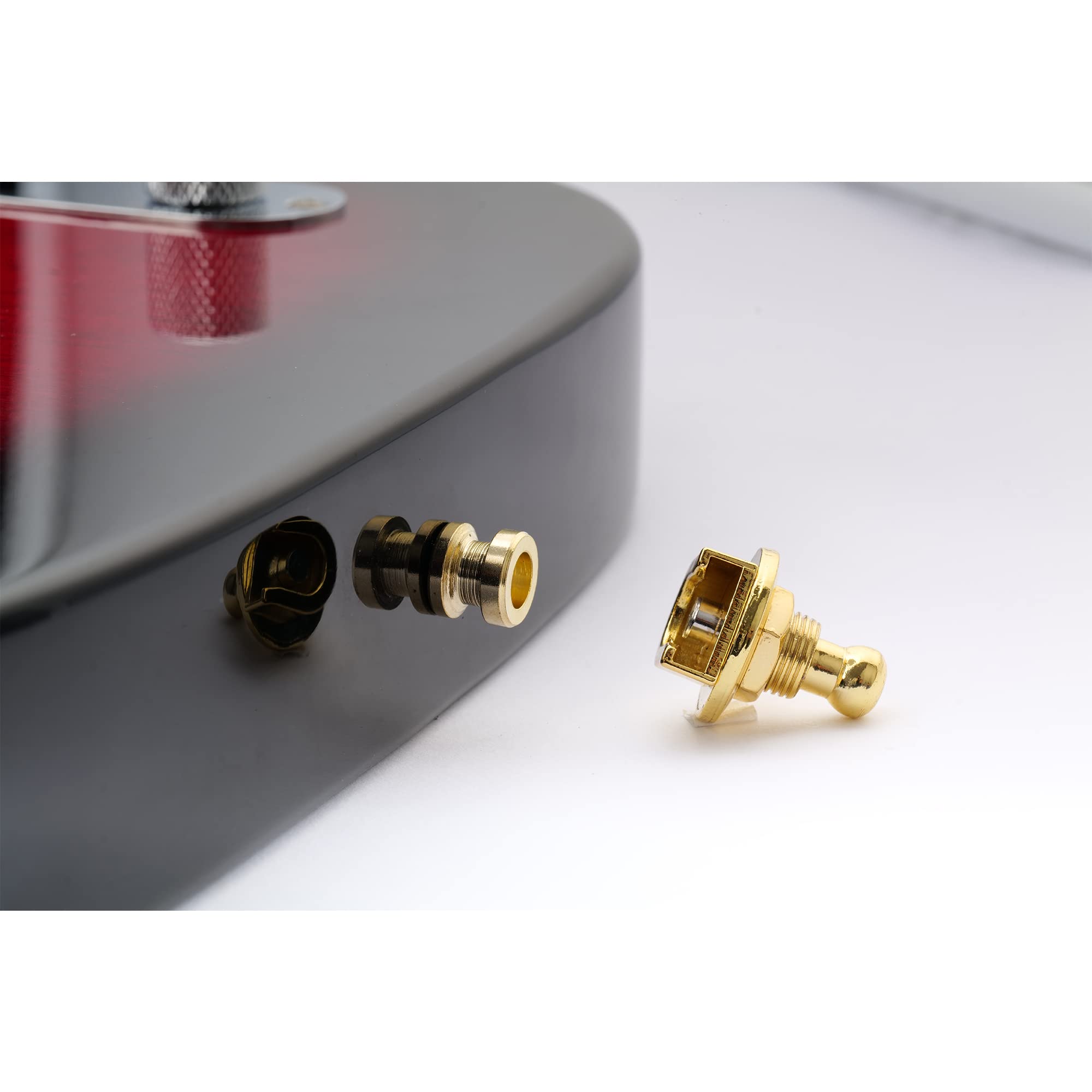 Musiclily Metal Blokowane Zaczepy Paska Strap Locks do Gitary Elektrycznej/Akustycznej Basowej, Złoty (2 szt.)