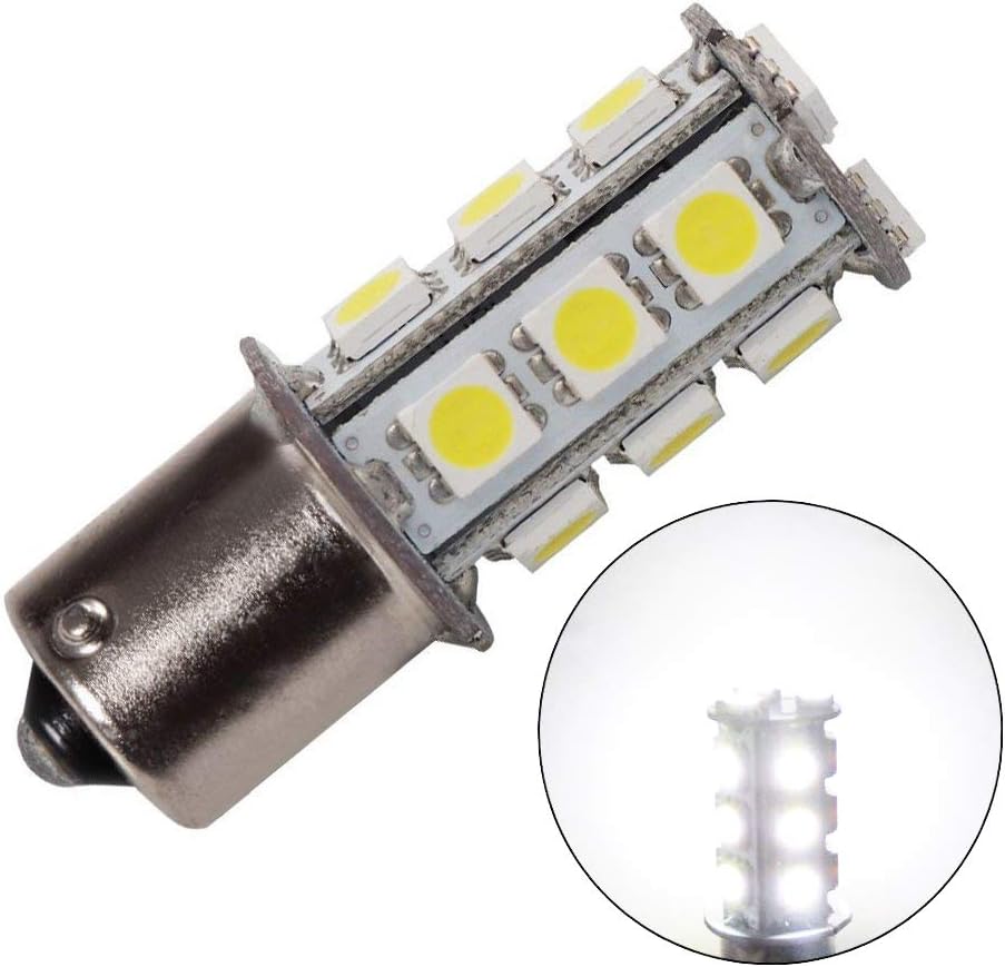 GRV Ba15s 1156 1141 High Bright Car LED Bulb 18-5050SMD AC/DC 12V -28V Cool White Pack of 10