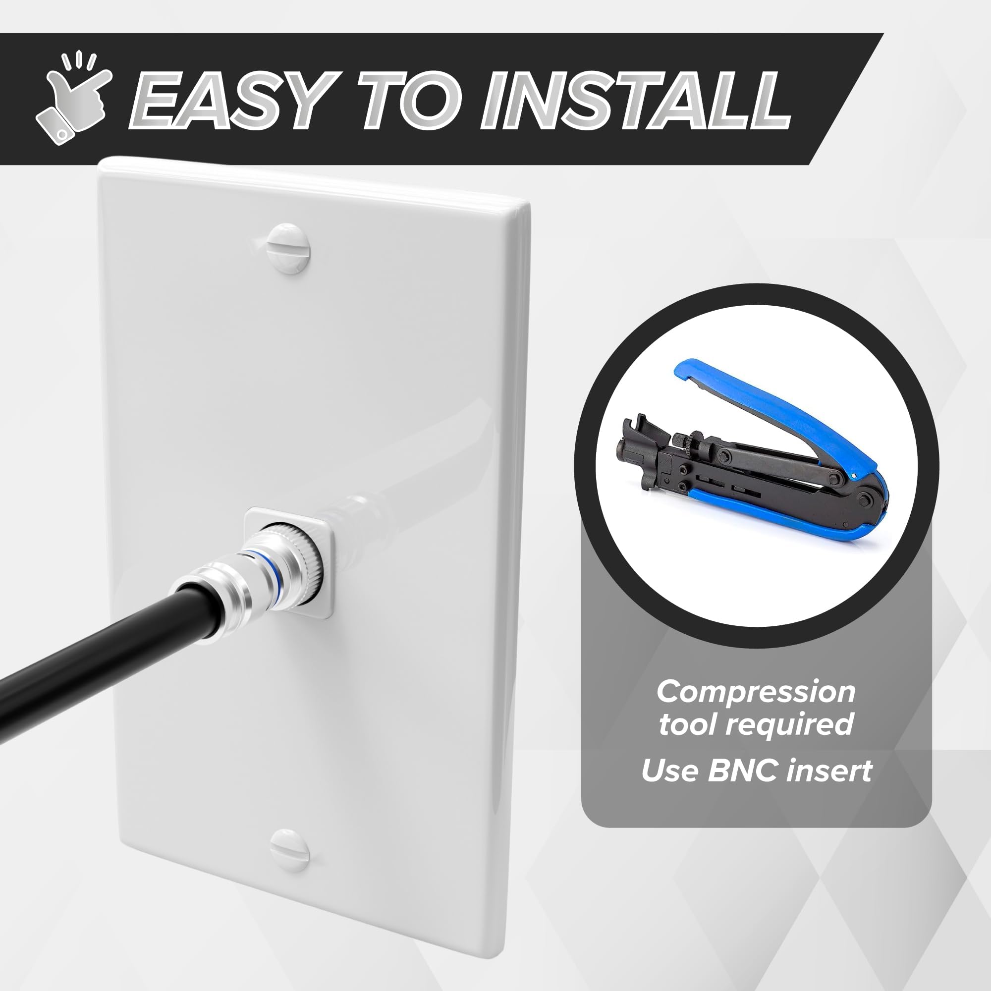 THE CIMPLE CO BNC-Kompressionsstecker für RG6-Koaxialkabel – RG6-BNC-Stecker für Überwachungskameras, CCTV, SDI, HD-SDI – Koaxialkabelenden, 100 Stück
