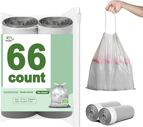 Miniatura 8 de Bolsas de basura pequeñas de 132 unidades, cordón de 4 galones, bolsas de basura blancas para baño, bolsas de basura sin desgarros, forros de