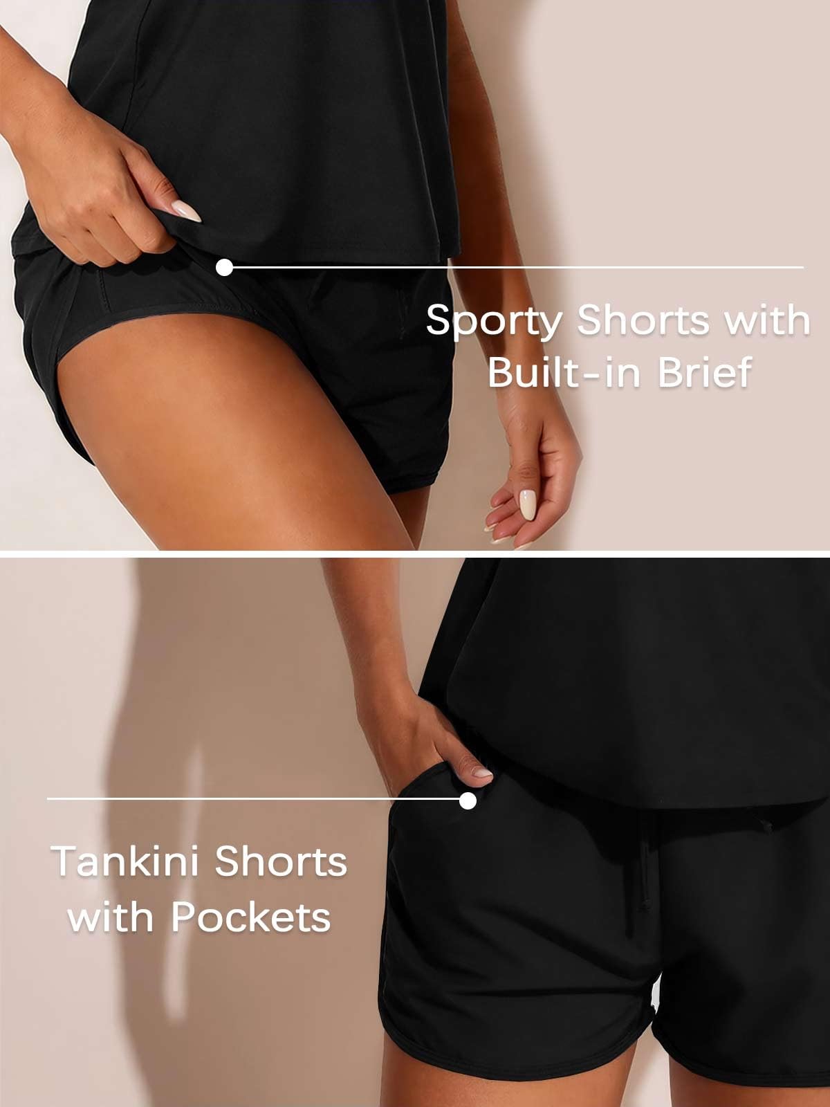 Yutdeng Tankini Damen Set Push Up Zweiteiler Badeanzug Damen Bauchweg Bademode Tank Top Lockere Tankini Oberteil High Waist Badeshorts Badebekleidung Drucken Schwimmanzug Sportliche Kordelzug Taschen