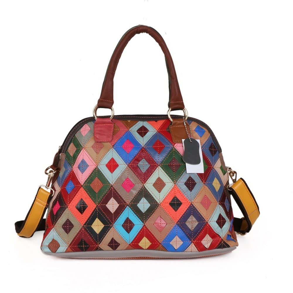 Eysee Colour Block Leather Shoulder Bag For Women - Multicolored Fashion Handbag, 38x28x17 Cm - View #8