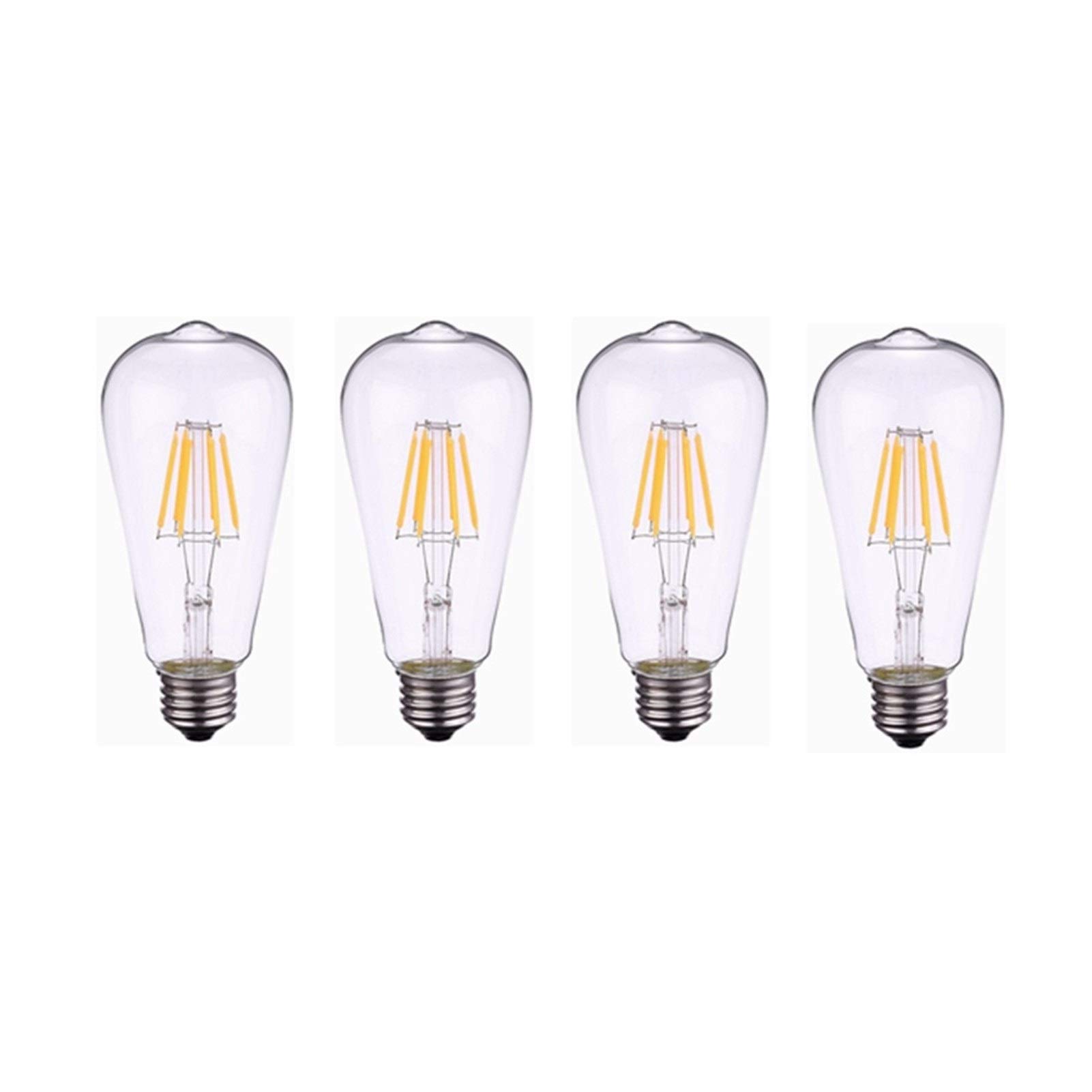 HUBINGRONG6W ST64 E27 LED Light Bulb AC/DC 12-36V Edison Screw LED Filament Bulb Warm White 2700K Vintage Bulb Equivalent 60W Halogen 360 Degree For RV Camper Marine Yacht Lorry (4-Pack) [Energy Clas