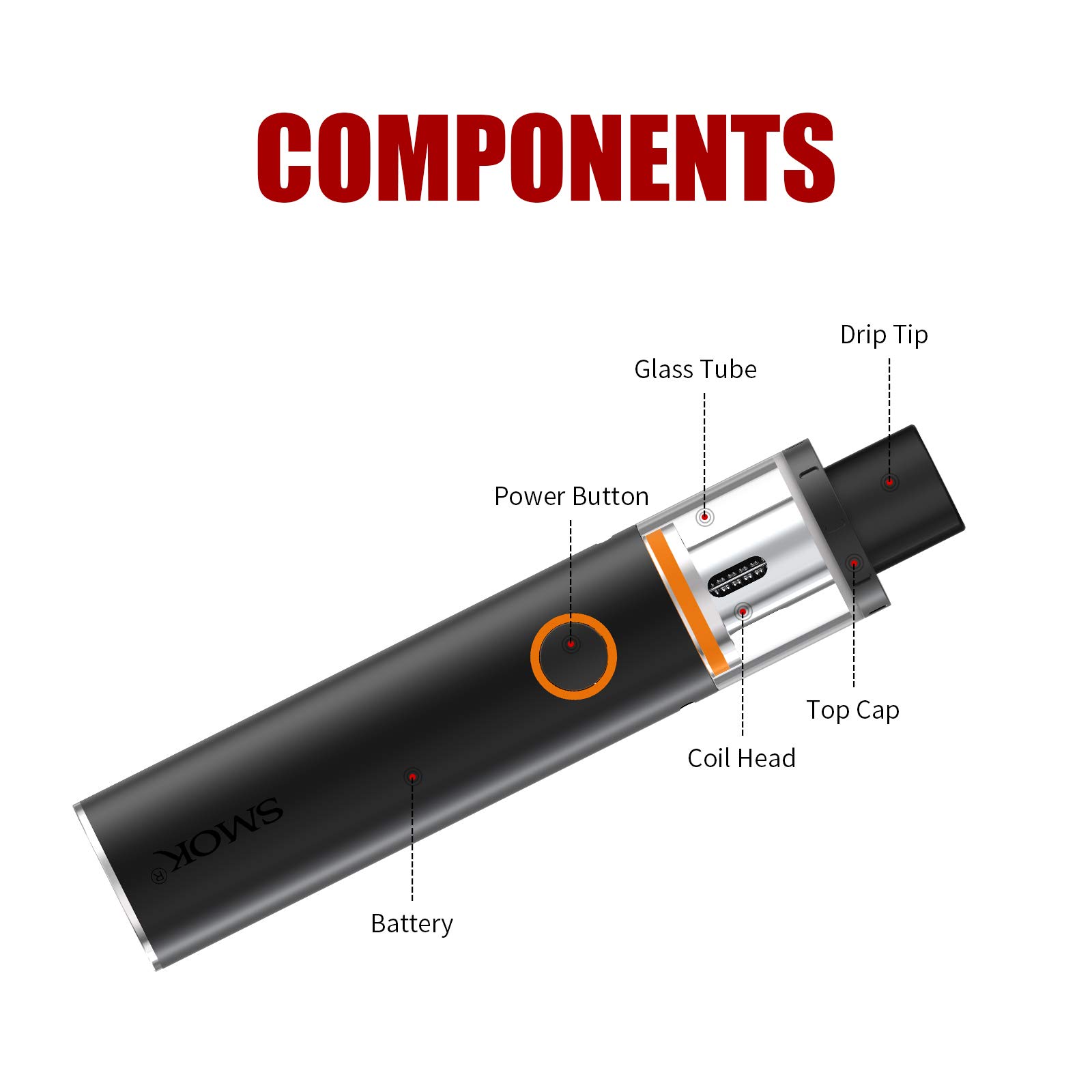 Authentique SMOK VAPE PEN 22 Cigarettes électroniques 1650 mAh (Noir) :  Amazon.fr: High-Tech