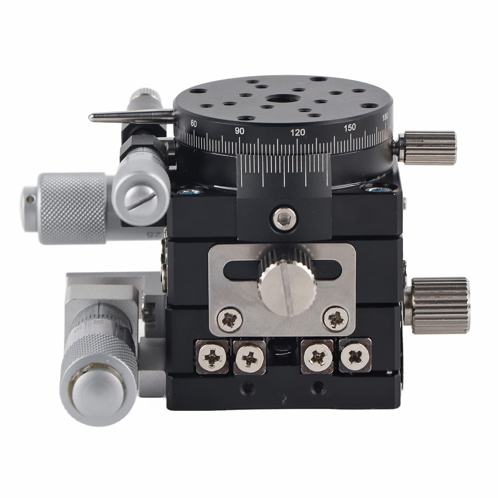 AMONIDA Plataforma de Recorte Manual XYR Mesa de Escenario Lineal de 3 Ejes φ40 Mm para Afinar Equipos de Prueba de Movimiento de Precisión