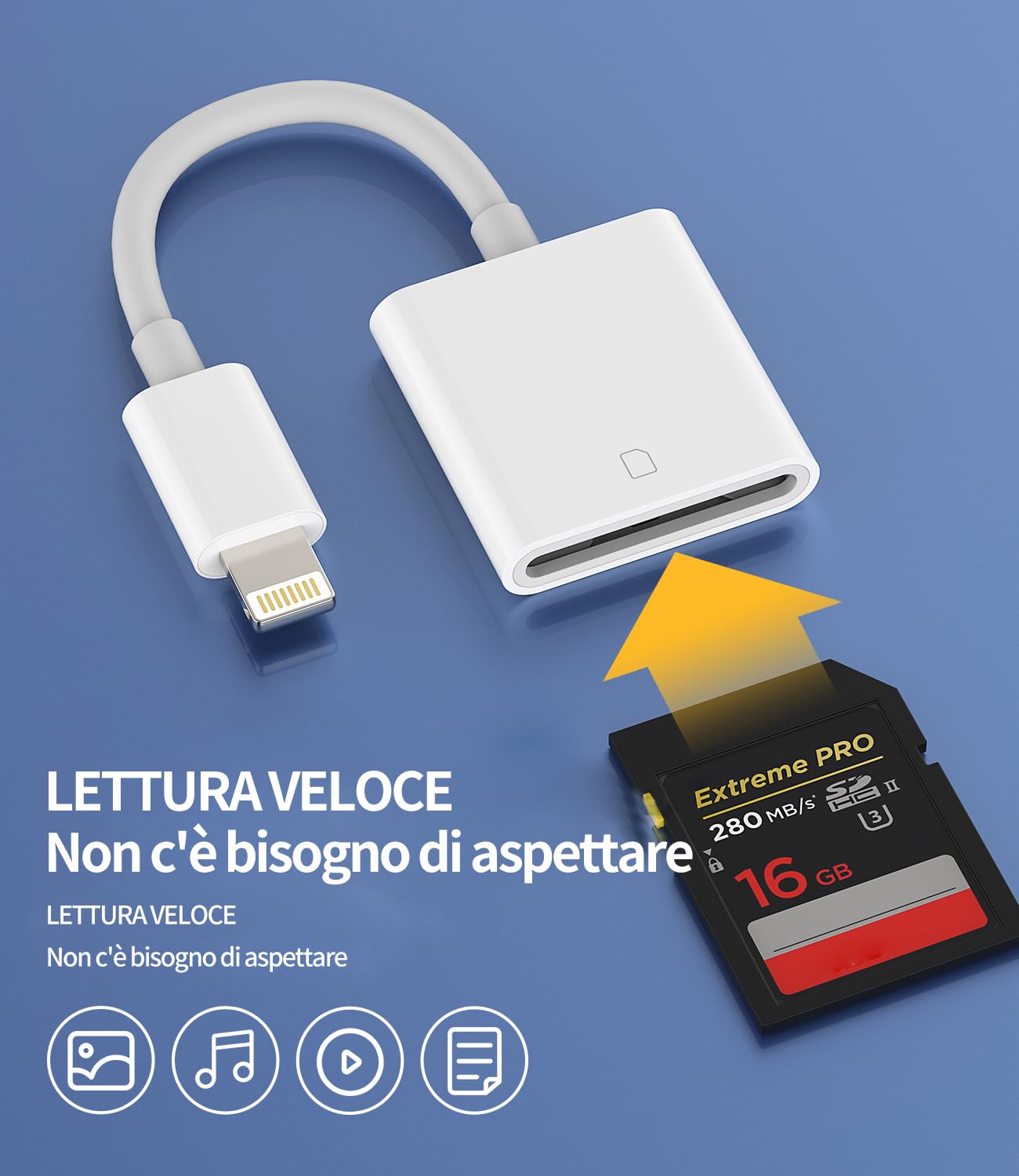 Adattatore SD Per IPhone - Lettore Schede SD E Micro SD, Trasferimento Dati Fino A 30 MB/s, Plug And Play - Foto 13