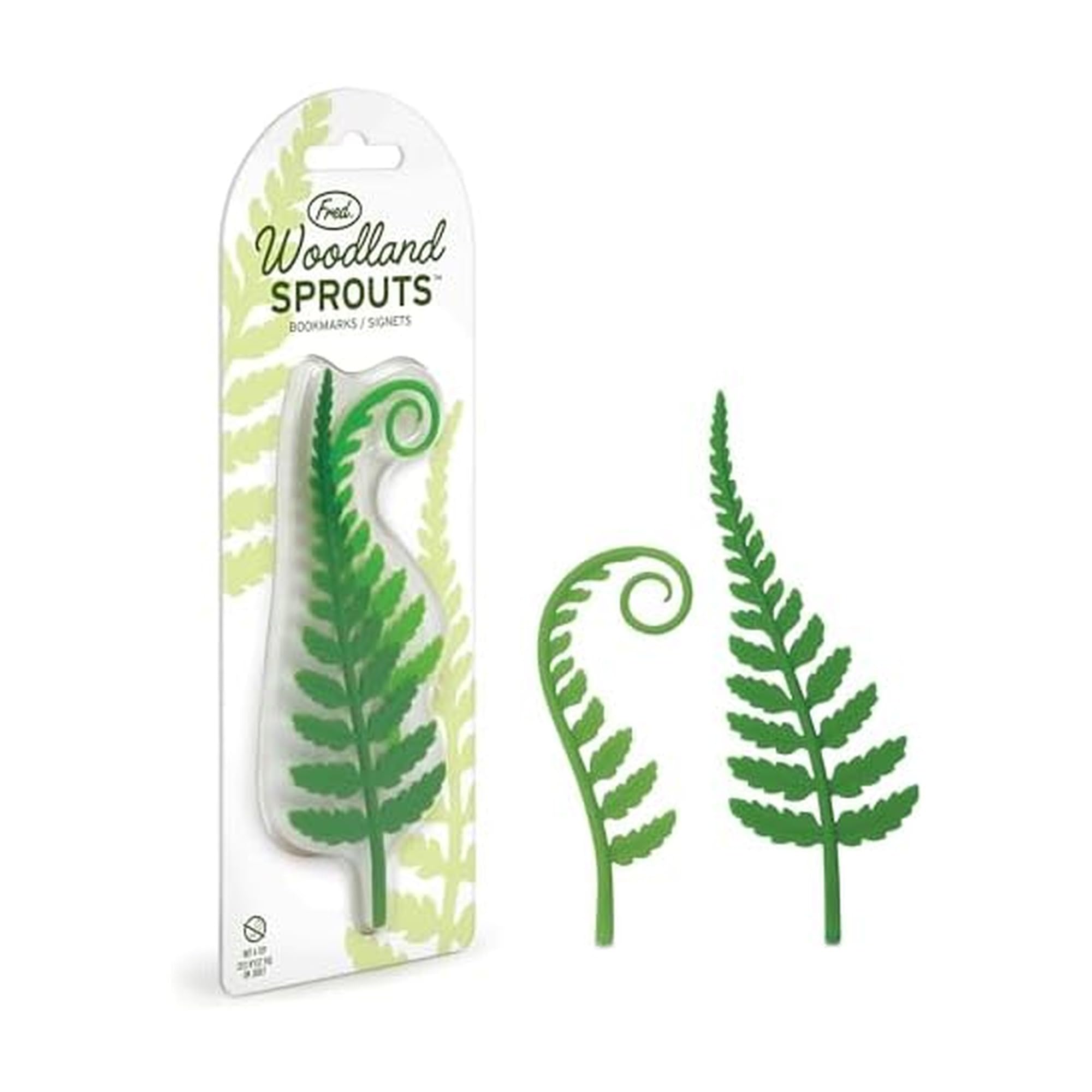 Genuine Fred Woodland Sprouts Fern Bookmarks Set of Two Green Thin Flexible Silicone Fun Stocking Stuffer Gift for