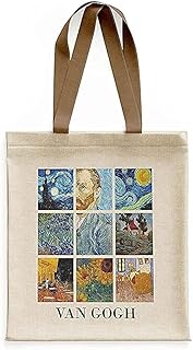 شنطة يد كبيرة توت قماشية بسوستة وجيب واحد من حياة، موديل T26 (فان جوخ