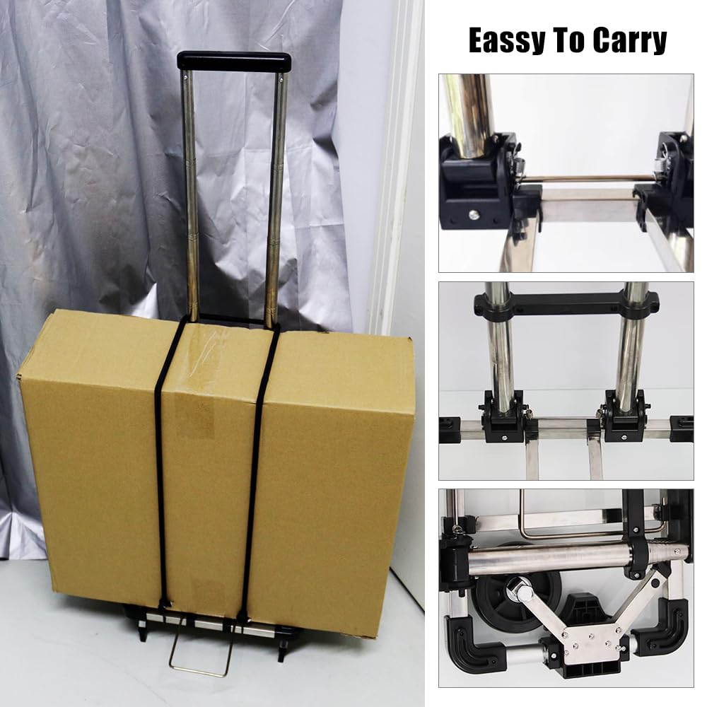 CNQLIS Folding Hand Truck,Portable Carrying Cart, Compact, Mini Lightweight for Travel/Auto/Moving/Office Use,12in.Hx9in.W Fits Most Backpacks- 110lbs Lightweight Hand Truck