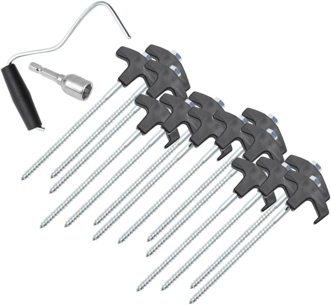 Garneck Heavy Duty Steel Tent Stakes 22pcs Camping Tent Pegs Set with Windproof Ground Anchors for Outdoor Shelter and Canopy Stability