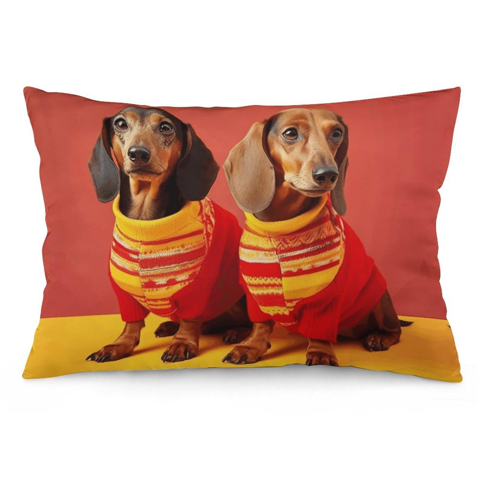 NTVOWPZO 2 Pack Decoration Throw Pillow Covers 20"x30" Pillowcases Covers Cute Dachshund Pillowcases Modern Farmhouse Home Decor Sofa Cushions Covers for Couch Bed Living Room