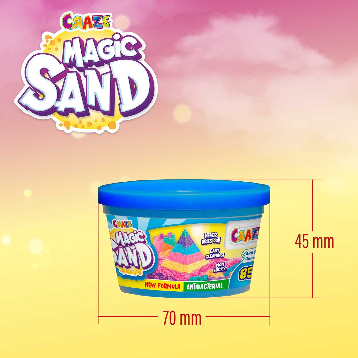 CRAZE MAGIC SAND | Magischer Sand 6er Pack , 6x Dose Knetsand in 6 Farben , bunter magischer Sand Nachfüllset , 510 g