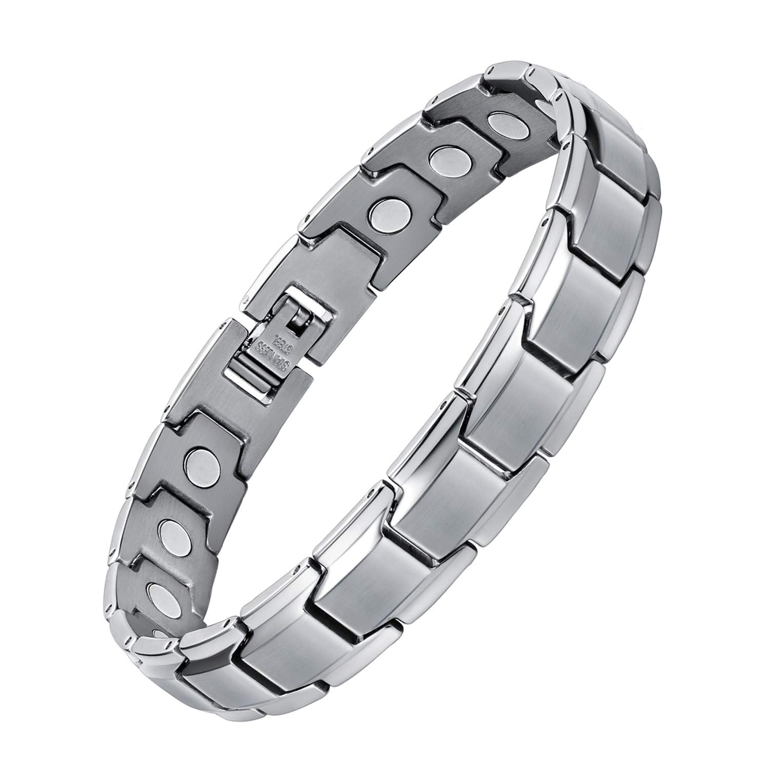 Jeracol Titanium Steel Magnetic Bracelets for Men,Magnetic Wristband with Ultra Strength Magnets, Adjustable Length with Links Removal Tool & Gift Box