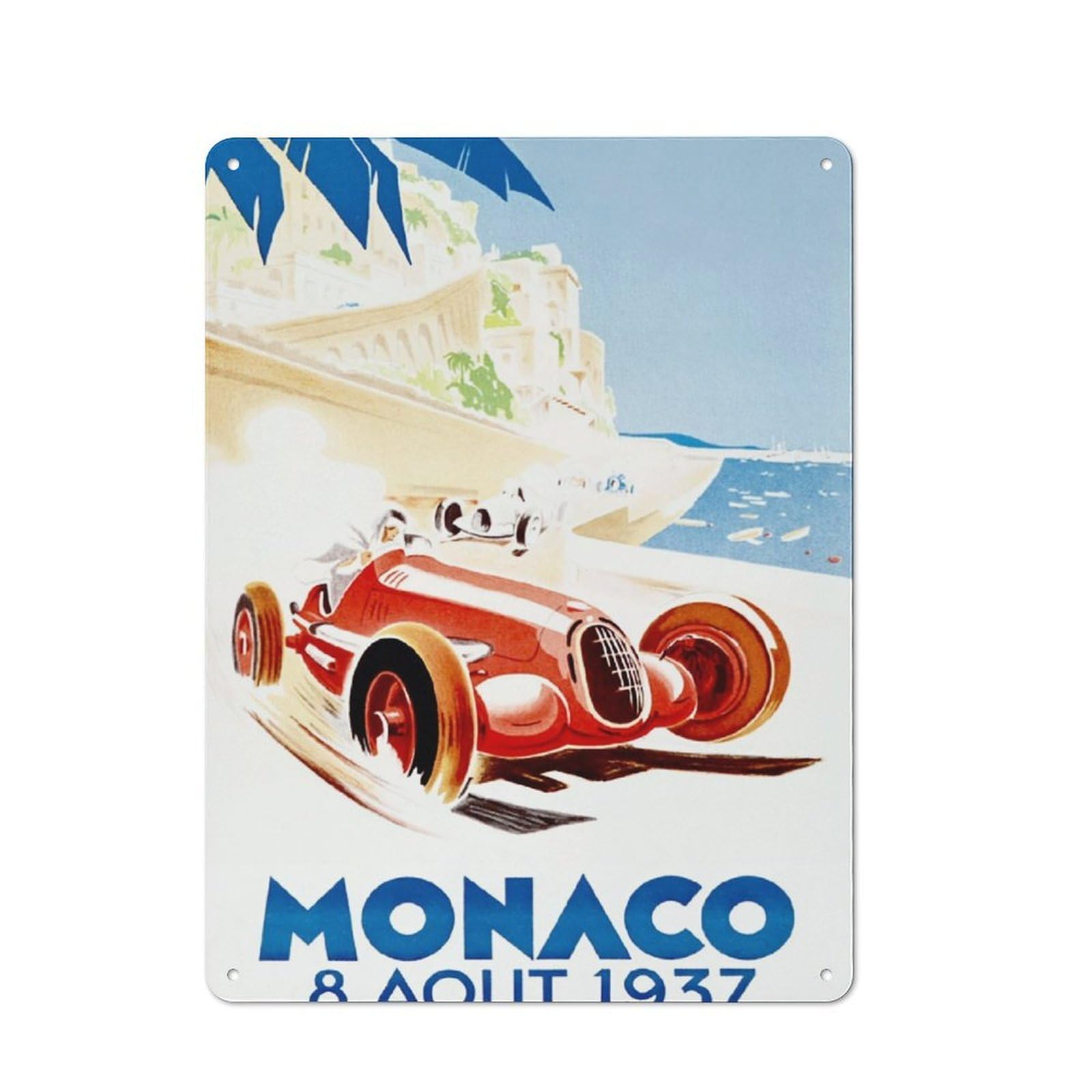 Junmoney Monaco Grand Prix 1948 Metal Wall Plaque, Clean Printed Wall Decor For Party Wall, Porch Or Living Room, 40X30cm