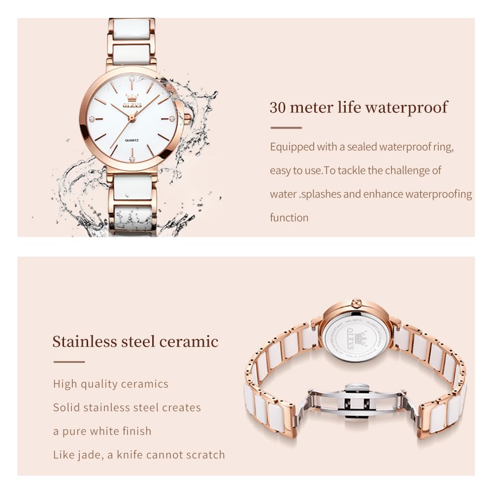 Reloj Mujer de Acero Inoxidable y cerámica, Regalos Mujer