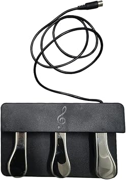 Three Foot Pedal Unit for Electronic Digital Pianos | Universal 5-Pin Round Interface | Metal Pedals with Non-Slip Base | 9.65x6.3x2.48 inch