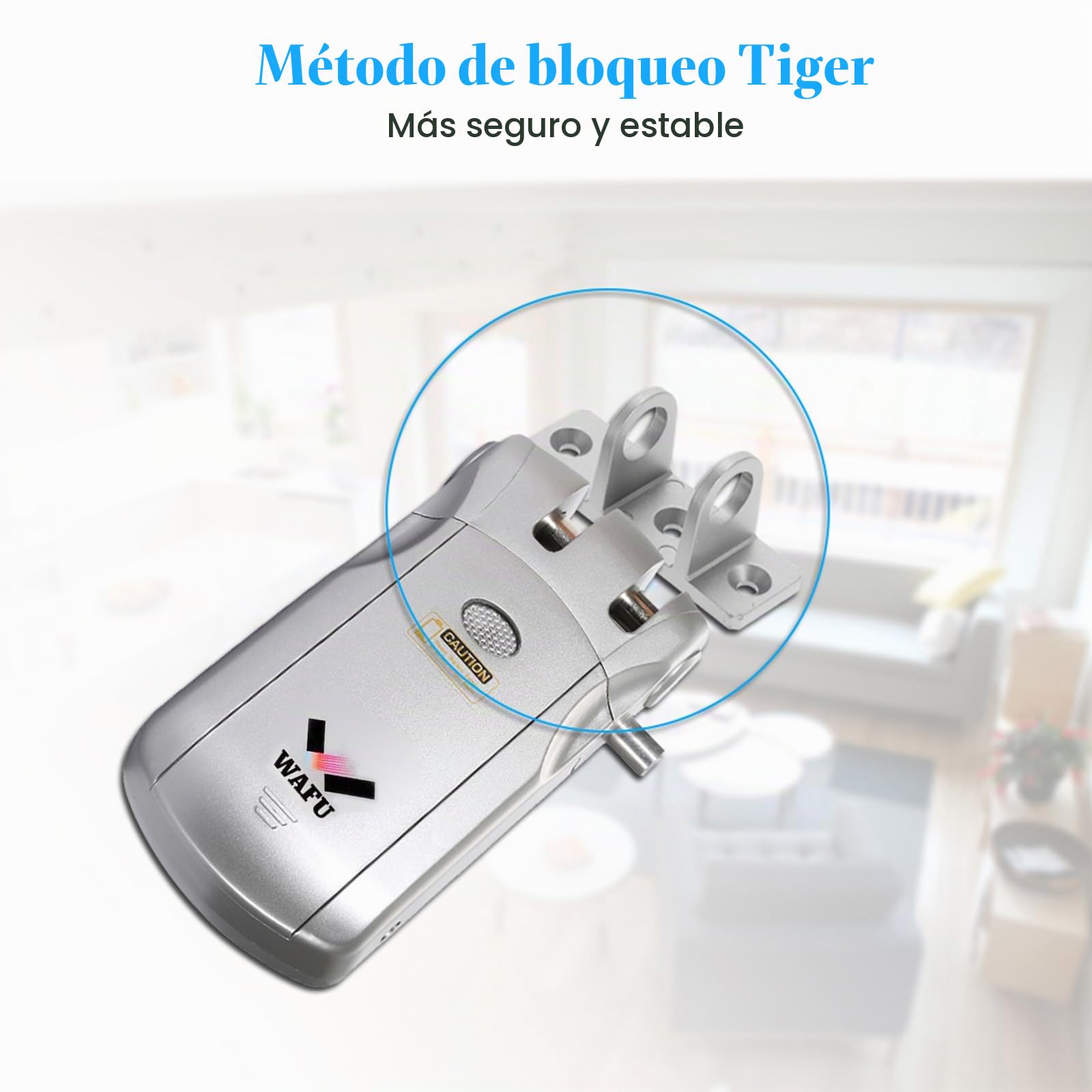WAFU Bloqueo de Control Remoto Inalámbrico Método de Bloqueo de Tigre con 4 Teclas Remotas, Alimentación USB, para Control de Acceso a Smart Home Villa Office (Plata)