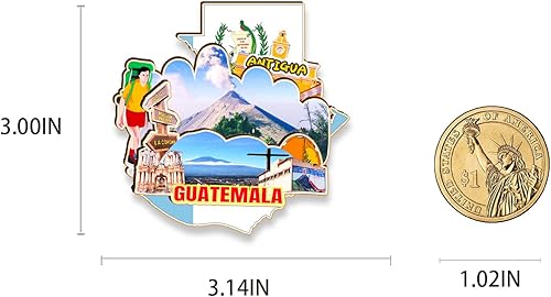 Miniatura 3 de Guatemala Antigua imán de nevera de madera 3D hitos de viaje coleccionables recuerdos decoración hecha a mano