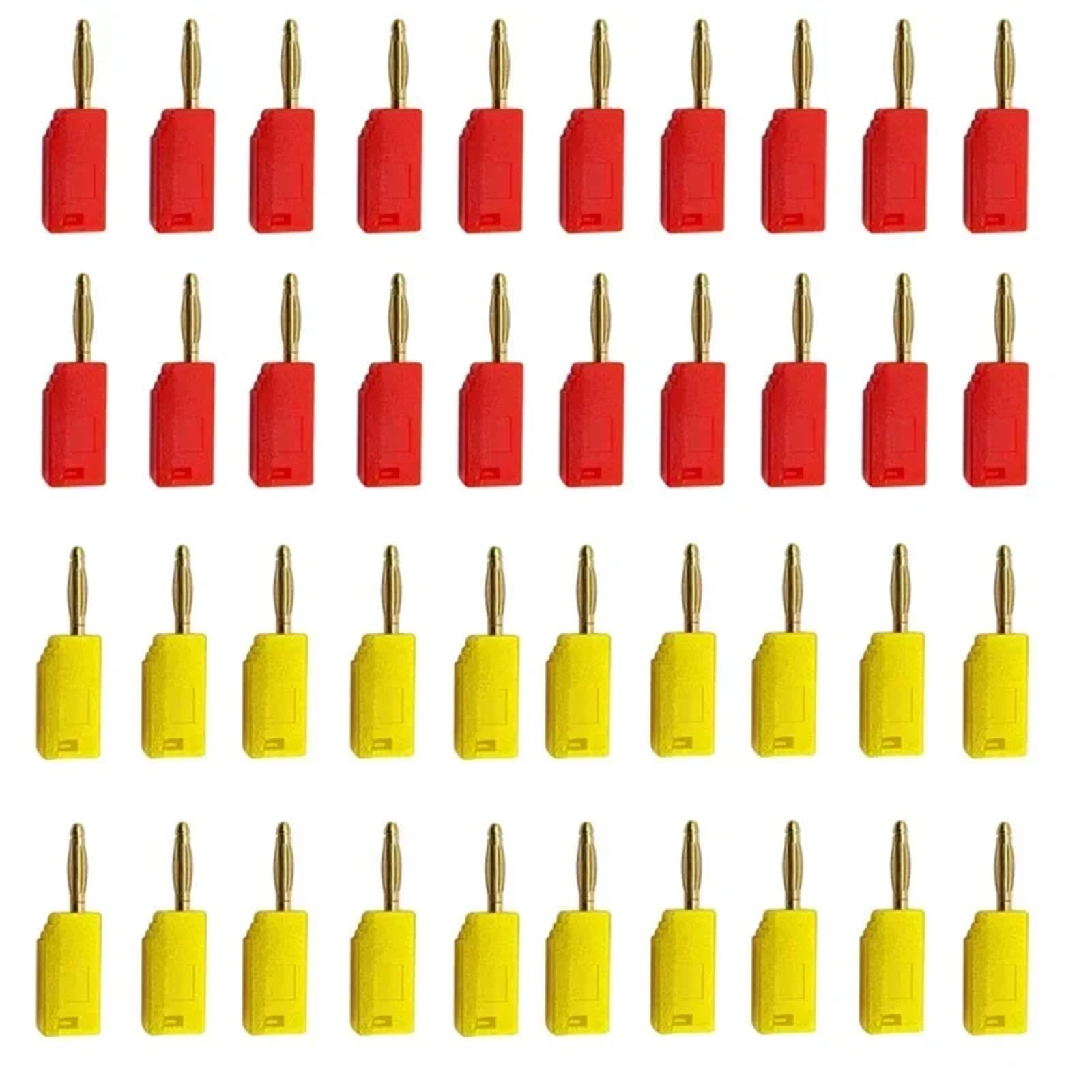 40 szt./2 mm męski wąż zwijany, wtyczka bananowa, pozłacany, możliwość układania w stos, wtyczka zaciskowa elektryczna 5 kolorów (20 czerwonych 20 żółty)