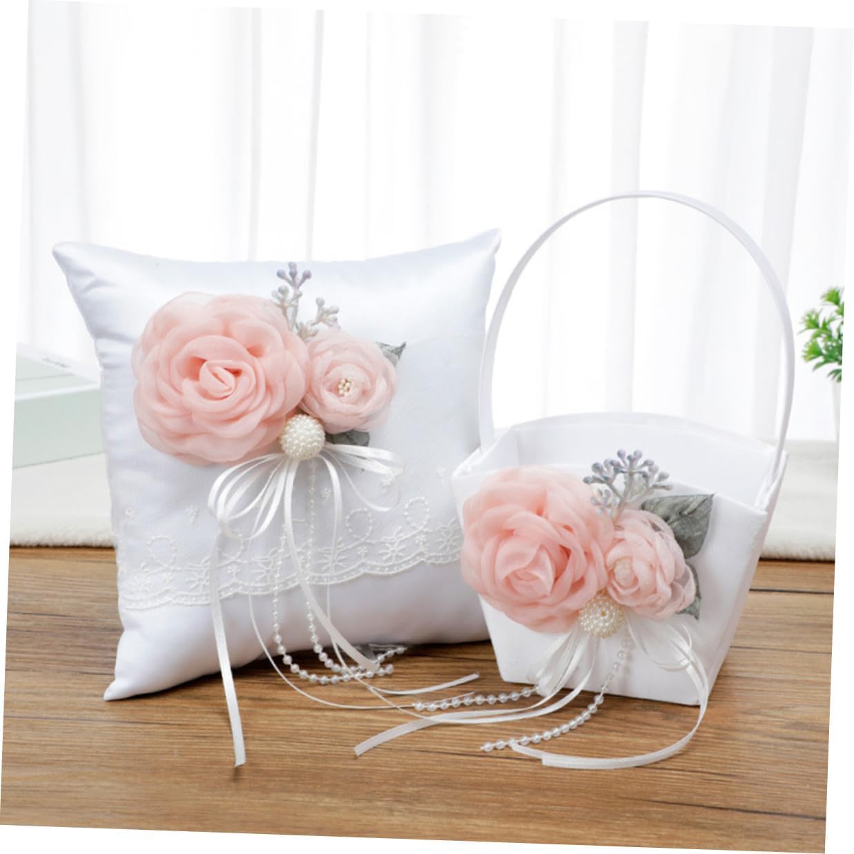 TOYANDONA Wedding Bride Flower Basket with Handle Fabric Petal Storage Basket for Flower for Wedding Ceremony and Event Supplies