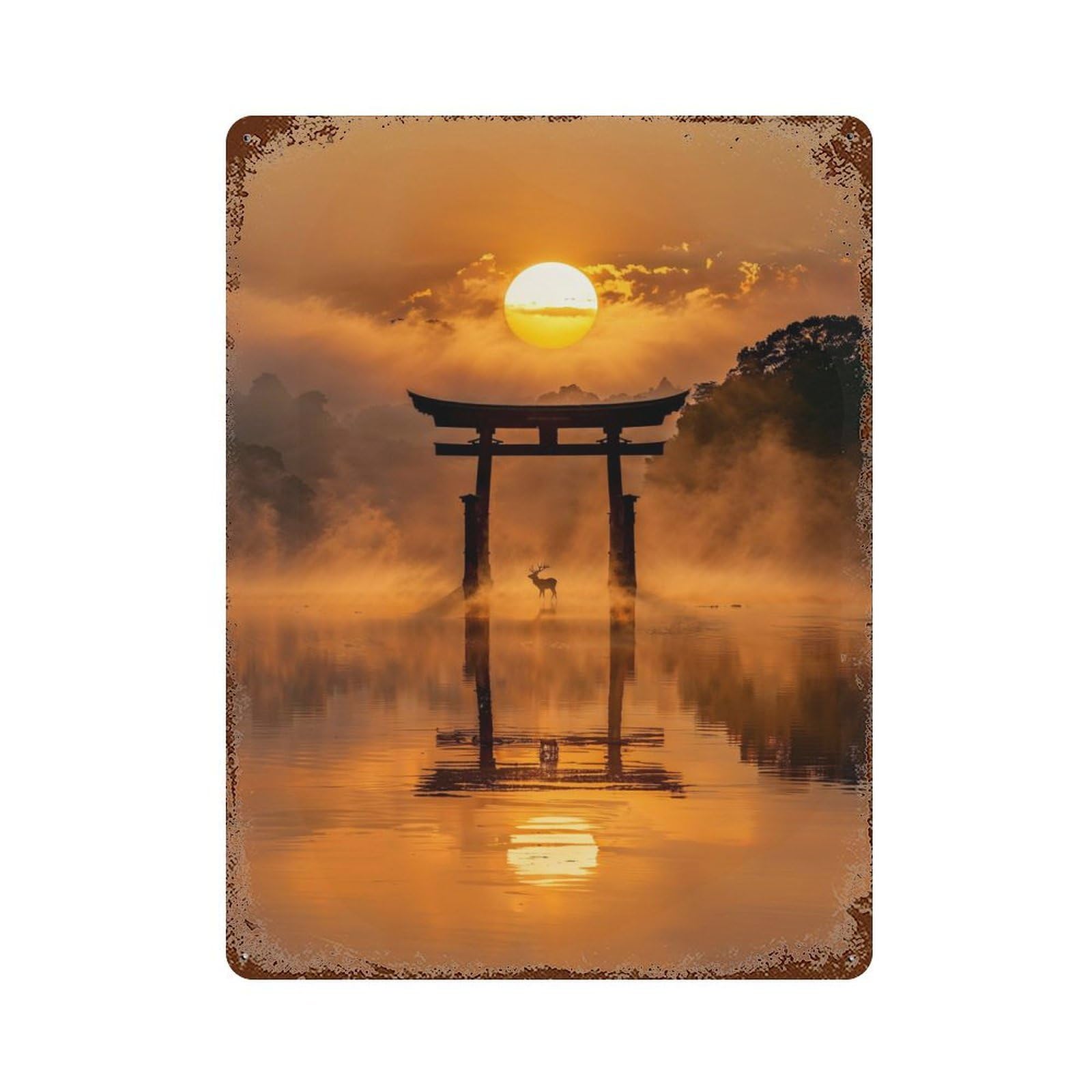 Rust Effect Spirit in The Stillness Aged Metal Wall Plaque 15.7"x11.8", Farmhouse Wall Decor for Office, Studio And Wall Decor