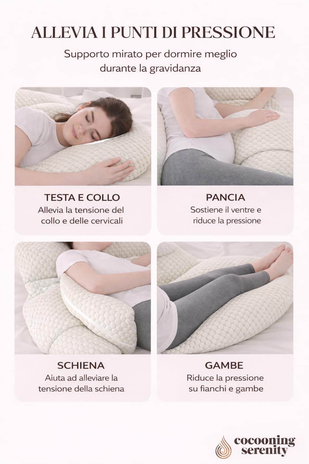 Cuscino Gravidanza XXL Cuscino Maternità Ergonomico 360° per Dormire in Gravidanza – Supporto per Pancia, Schiena, Fianchi e Gambe – Cuscino Allattamento con Fodera Lavabile