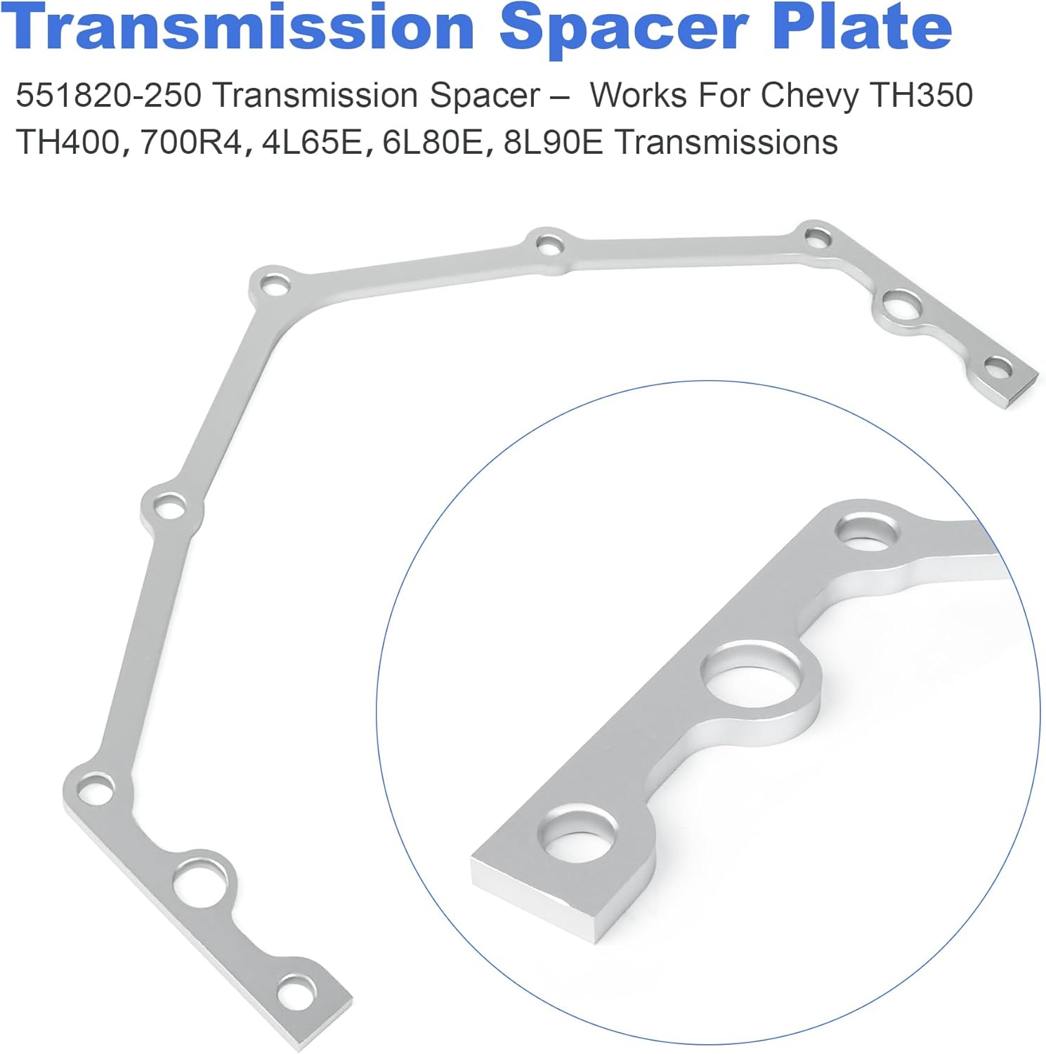 Transmission Spacer Plate 551820-250 for Chevy SBC BBC LS1 LT1 Engines Gen 1-5 – Fits Powerglide, TH350, TH400, 700R4, 4L60E, 4L80E, 6L80E, 8L90E