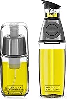 DWËLLZA KITCHEN Glass Olive Oil Dispenser & Sprayer Set - 17oz Measuring Pourer + 6oz Mister for Kitchen Cooking